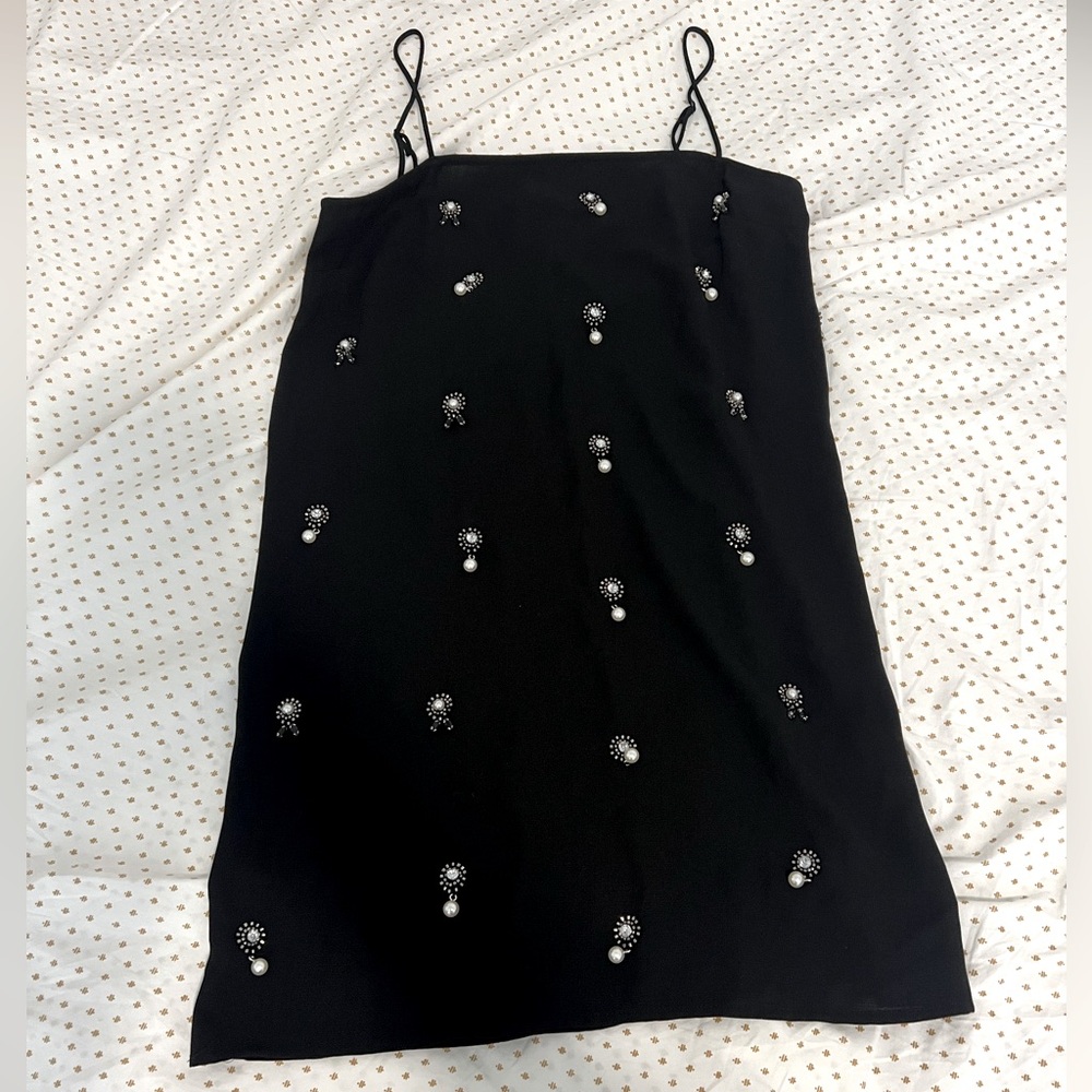 H&M Black Embellished Slip Dress